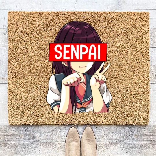 Senpai Anime Girl Japanese Cute Manga Kawaii Coir Doormats