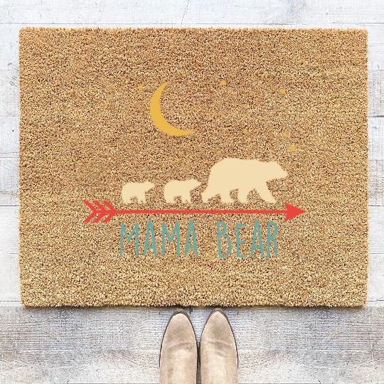 Mama Bear with 2 Cubs Retro Mother's Day Coir Doormats