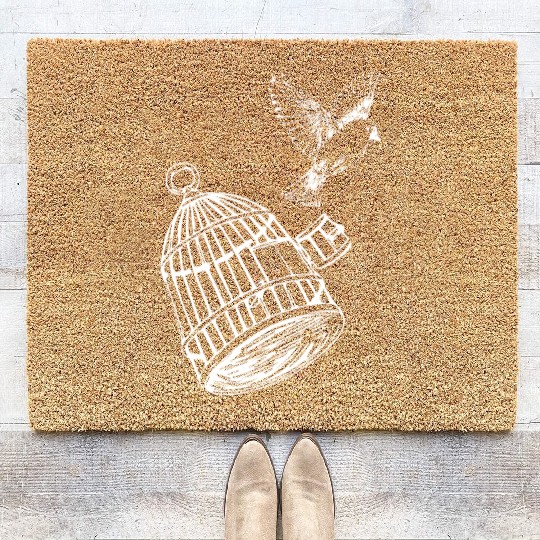 Tattoo Design Bird out of Cage Funny Gift Idea Coir Doormats