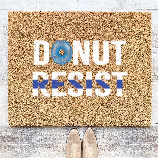 Police Officer Donut Resist Thin Blue Line Cop Coir Doormats
