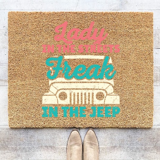 Lady in the Streets Freak in the Jeep Coir Doormats