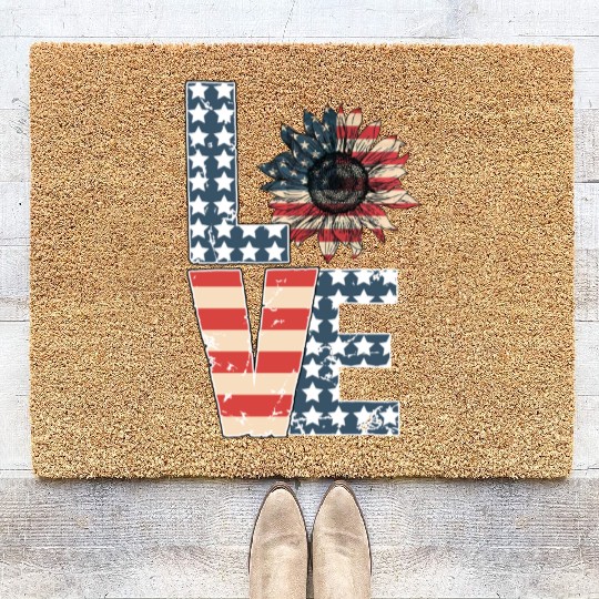 Love 4th Of July Coir Doormats