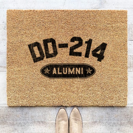 DD-214 Alumni In Black US Military Distressed Coir Doormats