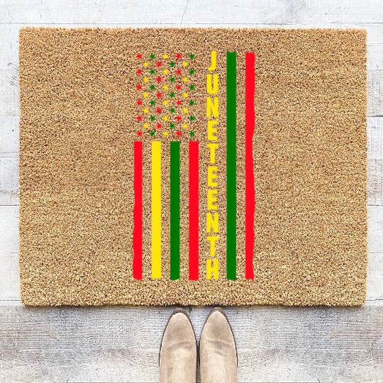 Juneteenth Color Flag Black African American Flag Coir Doormats