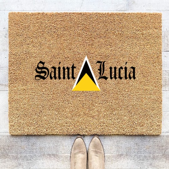 Saint Lucia Flag Blackletter St Lucia Caribbean Coir Doormats