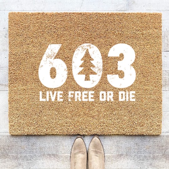 Live Free or Die 603 tree New Hampshire Coir Doormats