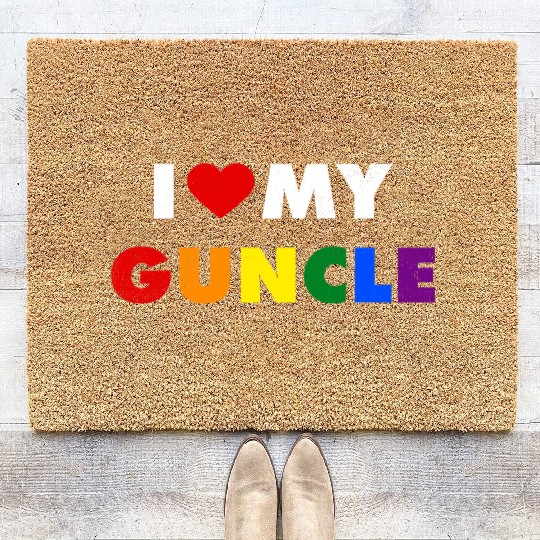 I Love My Guncle I Heart My Gay Uncle Coir Doormats