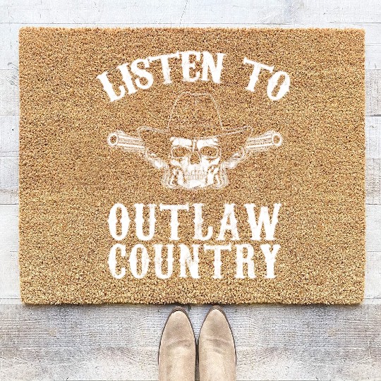 Southern Rebel Cowboy Listen To Outlaw Music Fan Coir Doormats