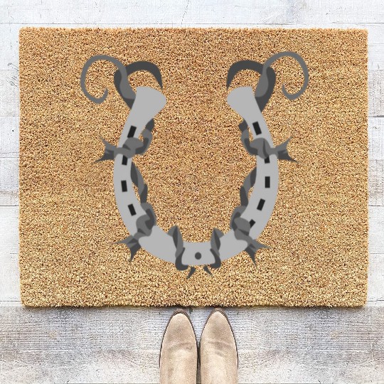 Horseshoe Wrapped in Barbed Wire Coir Doormats