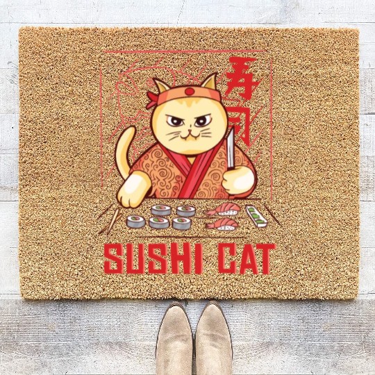 Funny Sushi Cat Design Coir Doormats