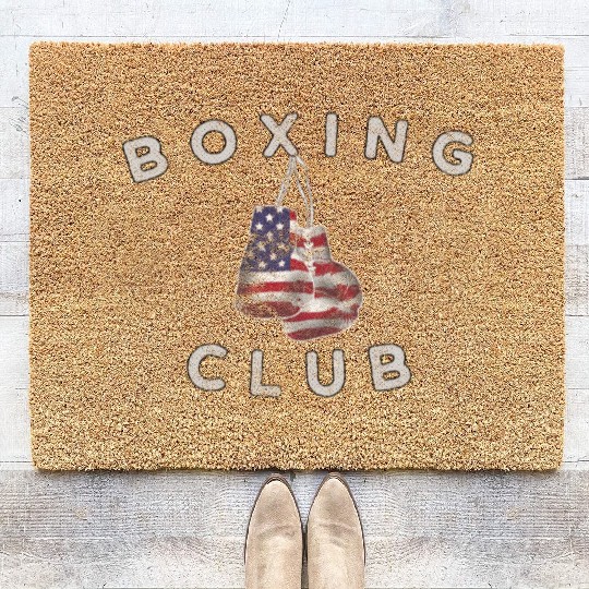 Boxing Club Vintage US Flag Boxing Gloves Coir Doormats