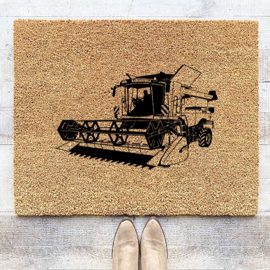 combine harvesters - farmer - agriculture - farm Coir Doormats