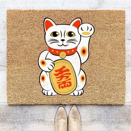 Japan Lucky Cat Japanese Maneki Neko Good Luck Cha Coir Doormats