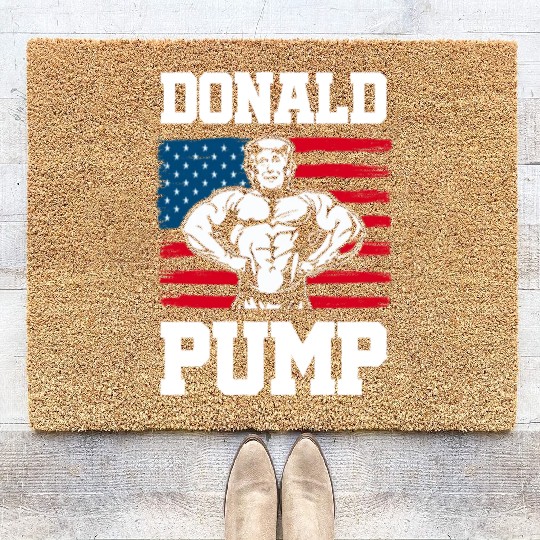Donald Pump Trump Workout Patriotic Fitness Gym Fu Coir Doormats