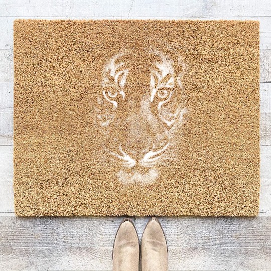 Fearless Eye Of The Tiger Face Print Coir Doormats