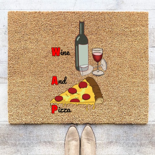 Wine And Pizza Coir Doormats