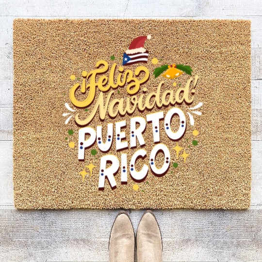 Feliz Navidad Puerto Rico - Merry Christmas Coir Doormats