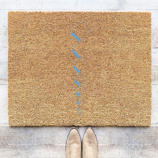 Squares design with drop shadow-light blue Coir Doormats