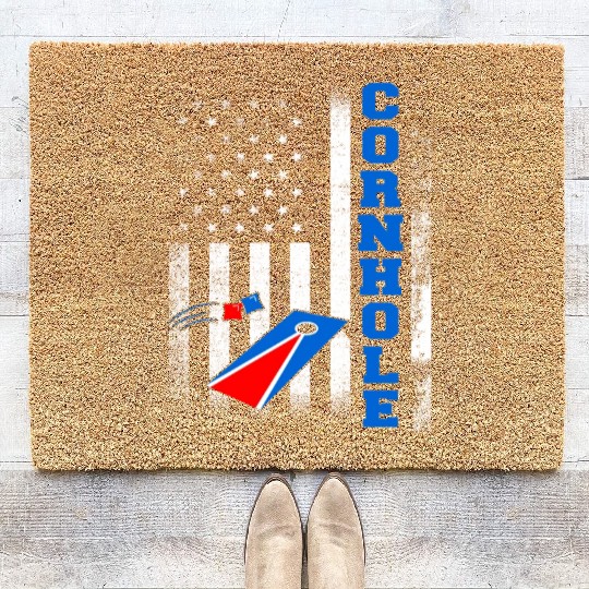 Cornhole Flag US American USA Player Game Bags Coir Doormats