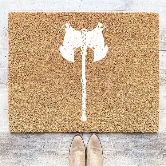war axe battle axe late middle ages fantasy game Coir Doormats