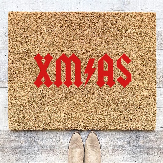 Xmas Rock Roll Heavy Metal funny Christmas X-mas Coir Doormats