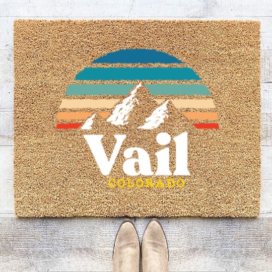 Vail Colorado Usa Ski Resort 1980S Retro Gift Coir Doormats