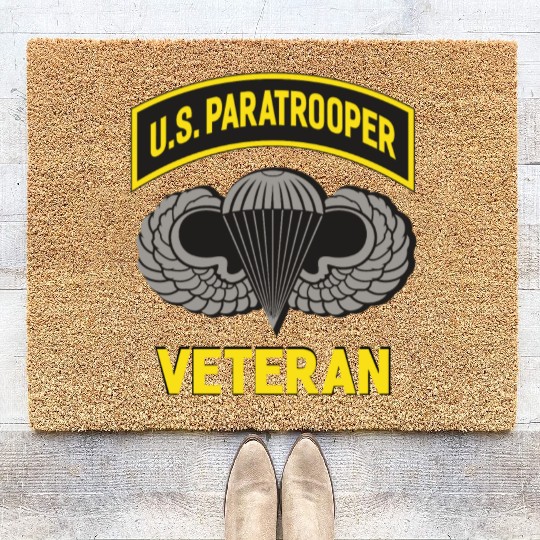 Us Paratrooper Airborne Division Army Veteran Coir Doormats