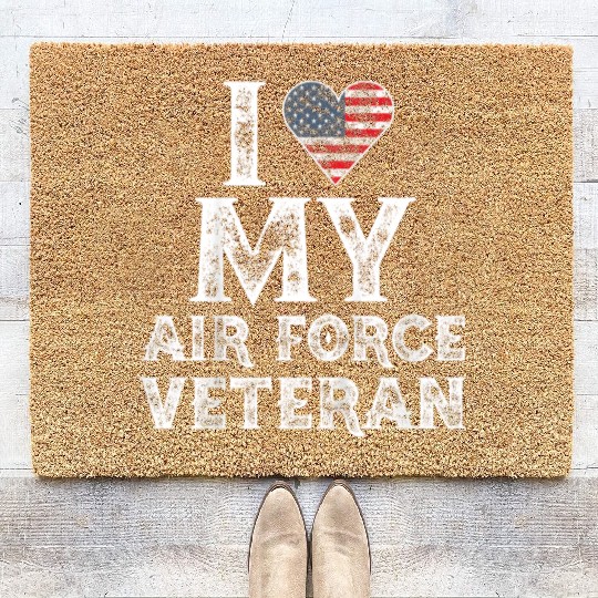 I Love My Air Force Veteran Vintage Gift Coir Doormats