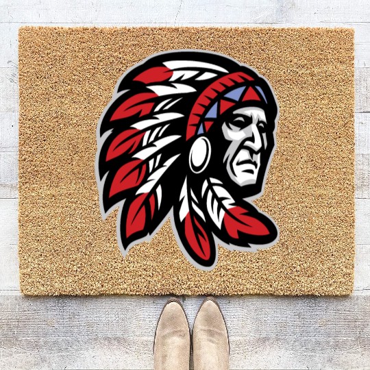 Native American Indian Headdress Coir Doormats