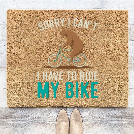 Bear Riding A Bicycle Mountain Bike Cyclist Coir Doormats