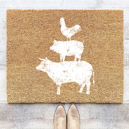 Cow Pig Chicken Tower Farmers Farm Gift Coir Doormats