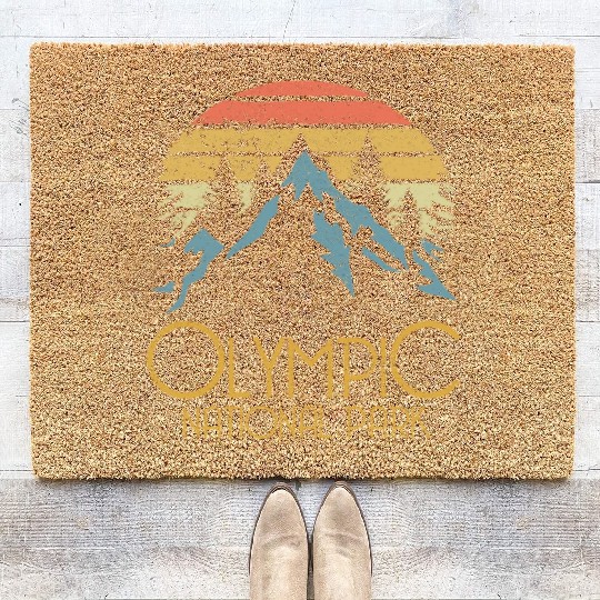 Retro Olympic National Park Washington Mountains S Coir Doormats
