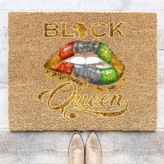 Black queen lips Coir Doormats