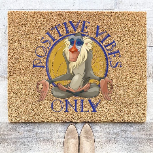 Lion King Rafiki Meditating Positive Vibes Only Coir Doormats