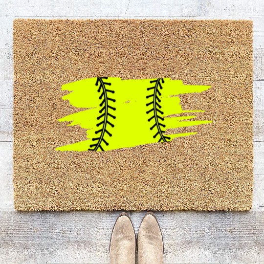 Softball Catcher Baseball Pitcher Bat Ball Player Coir Doormats