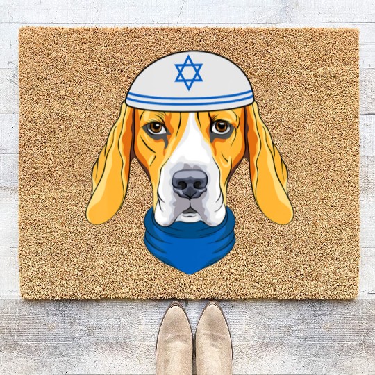 Cute Beagle Hanukkah Funny Dog Lover Jewish Gift Coir Doormats