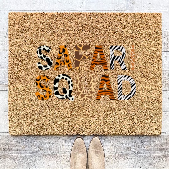 Safari Squad Family Vacation African Animal lover Coir Doormats