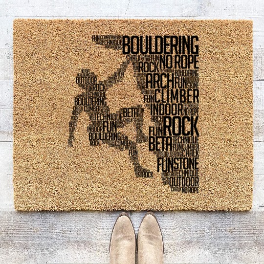 Bouldering Rock Climbing Adventure Free Climber Coir Doormats