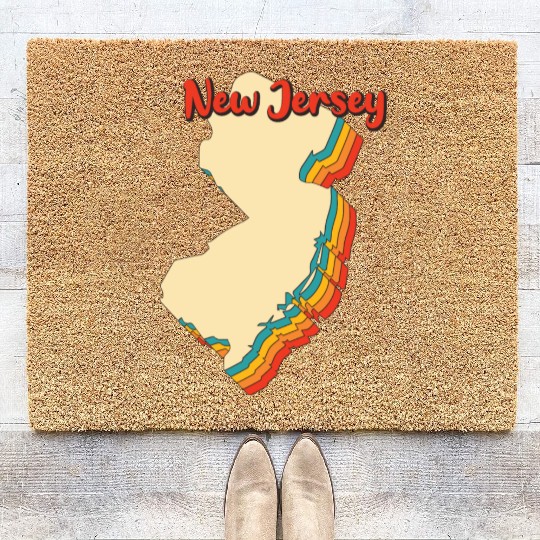 New Jersey Map Outline Vintage Retro Nj Home State Coir Doormats