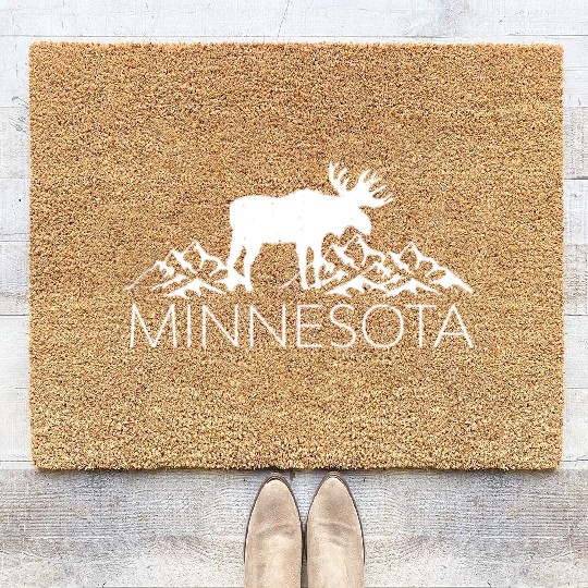 Minnesota Moose And Mountains Souvenir Nature Coir Doormats