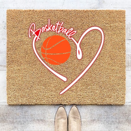 I Love Basketball Girl Basketball Player Heart Coir Doormats