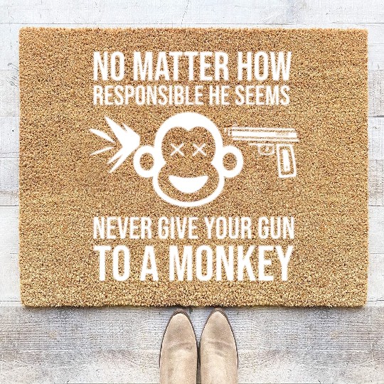 Funny Firearm Slogan Design for Gun Collectors Coir Doormats