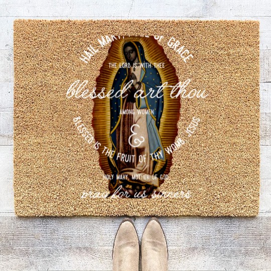 Our Lady of Guadalupe Hail Mary Prayer Catholic Gi Coir Doormats