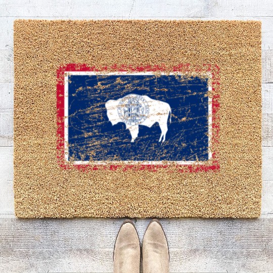 Wyoming ensign flag used look Coir Doormats