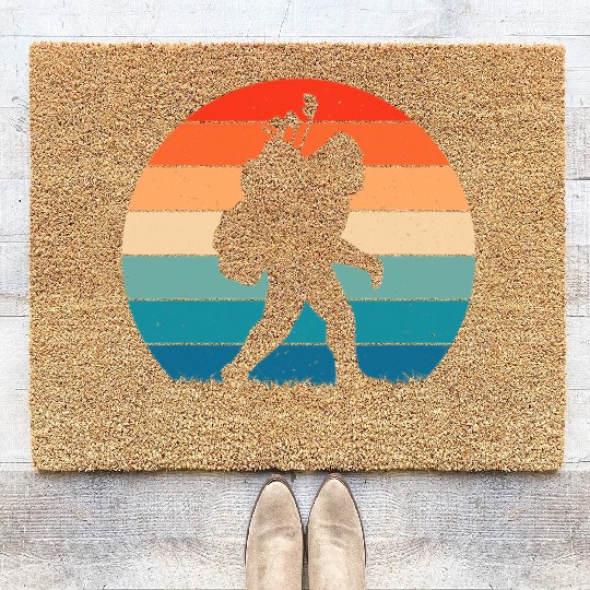 Bigfoot Golf Vintage Retro Sasquatch Playing Gol Coir Doormats