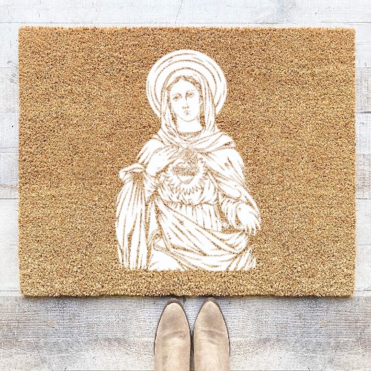 Holy virgin mary christian mother of Jesus Christ Coir Doormats