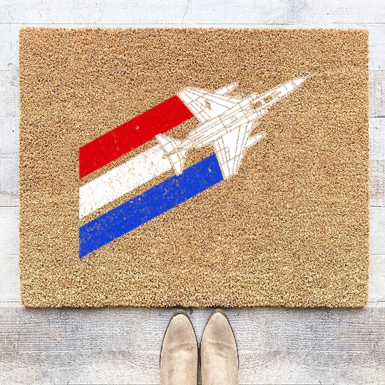 F-4 Phantom Vintage USA Contrails Red White Blue Coir Doormats