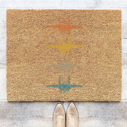 Retro F-15 Eagle Fighter Jet Vintage F15 Airplane Coir Doormats