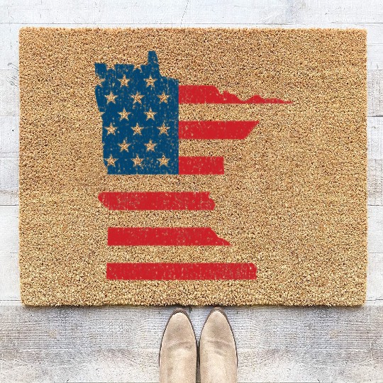 Minnesota Vintage American Flag USA Patriotic Coir Doormats