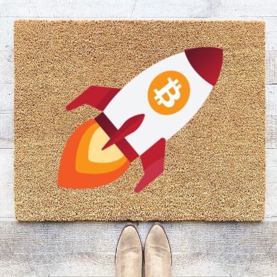 Bitcoin Rocket - cryptocurrency crypto Bitcoins Coir Doormats